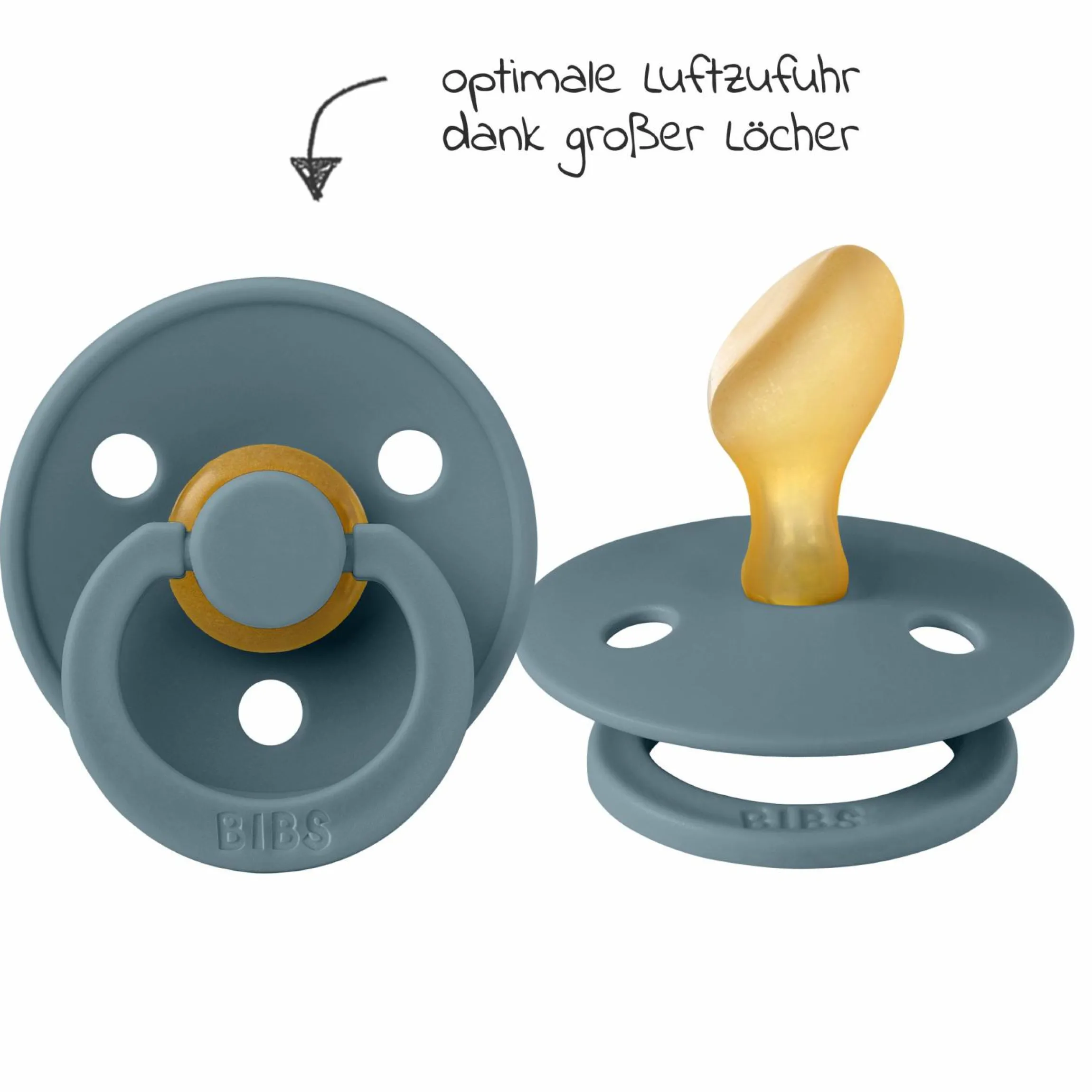 Schnuller 2er Pack Colour Anatomischer Sauger aus Naturkautschuk 6-18 M - Baby Blue / Petrol