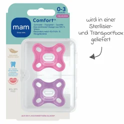 Schnuller 2er Pack Comfort - Silikon Newborn 0-3 M - Pink & Lila