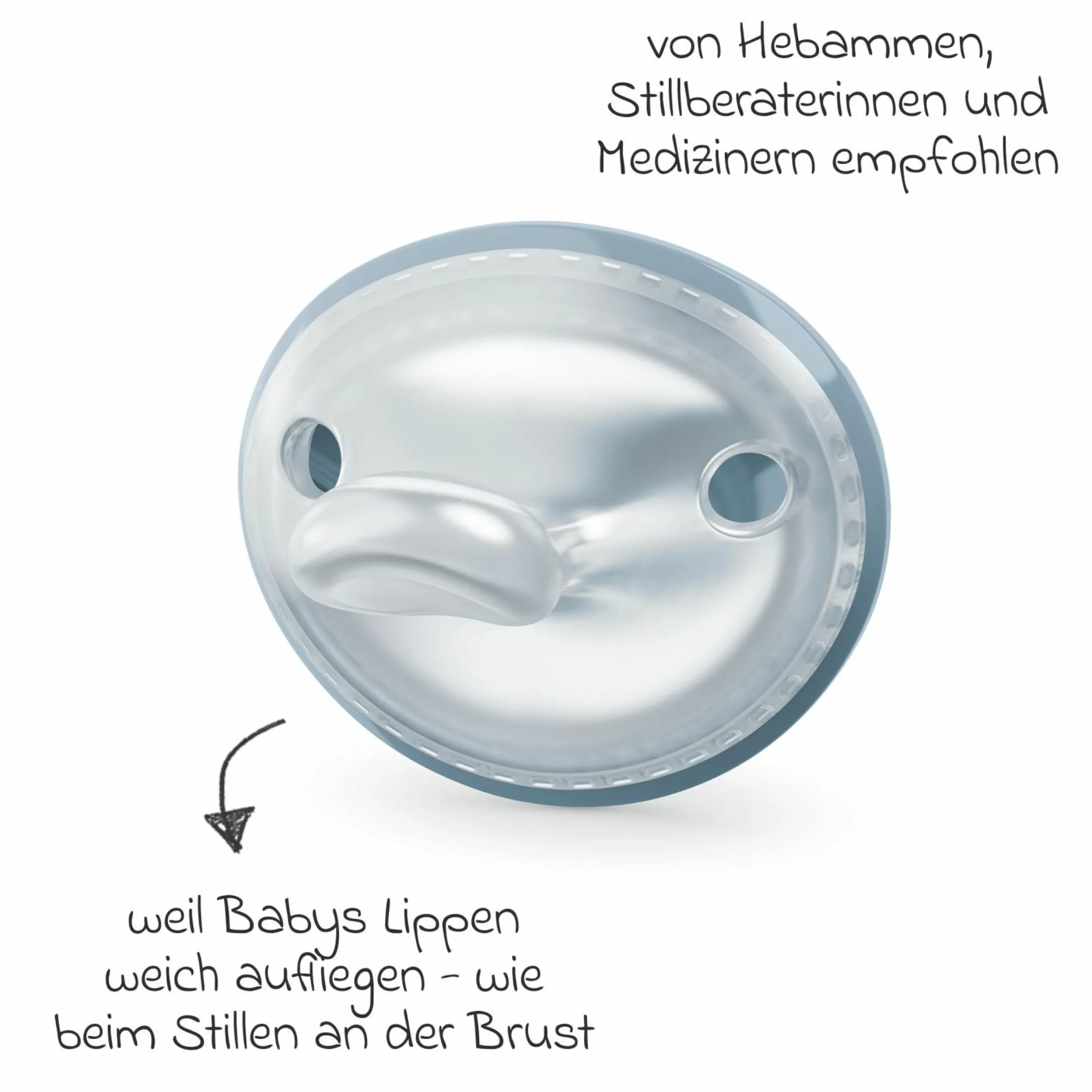 Schnuller 2er Pack MommyFeel - Silikon 0-9 M - Jeans / Greige