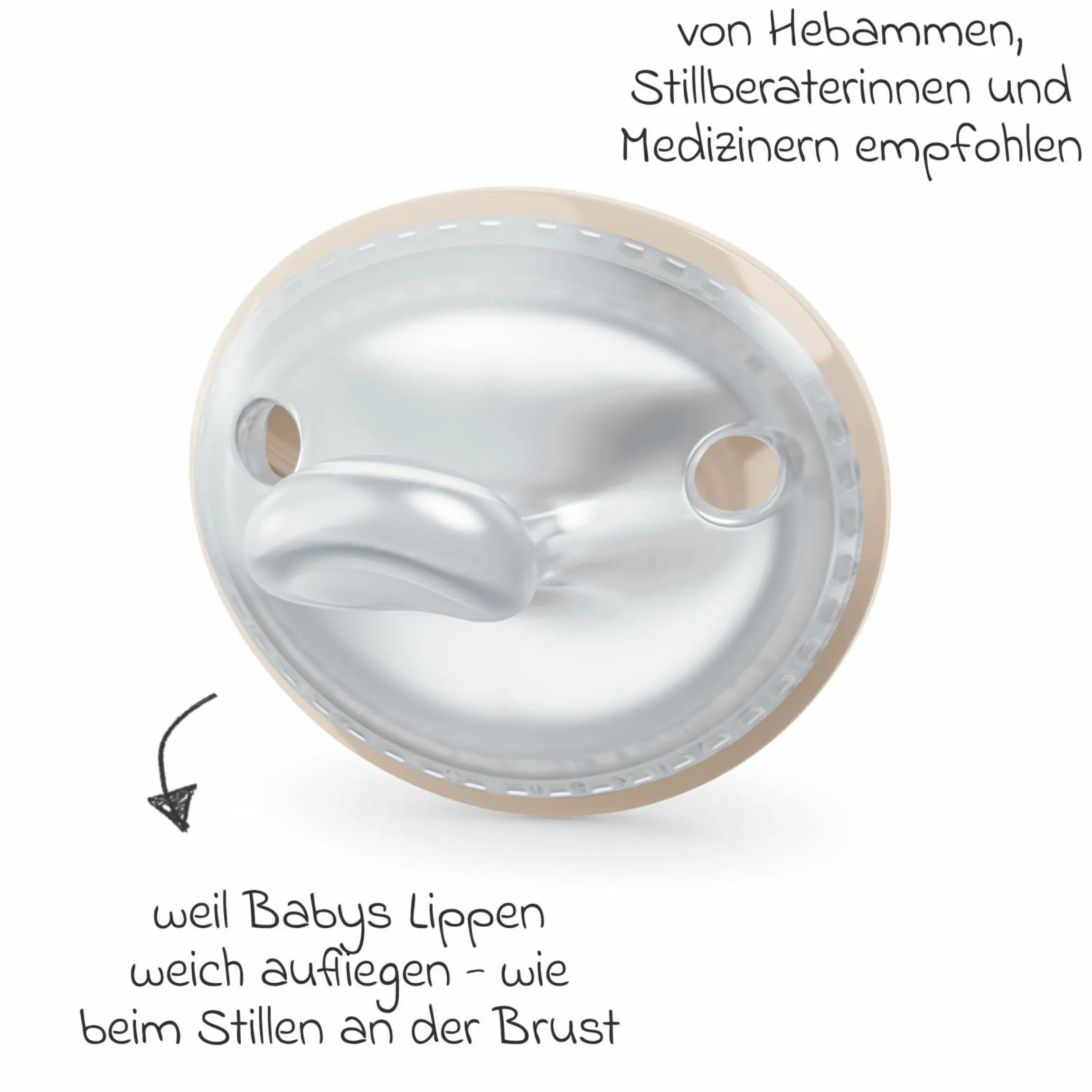 Schnuller 2er Pack MommyFeel - Silikon 0-9 M - Greige / Sandstone