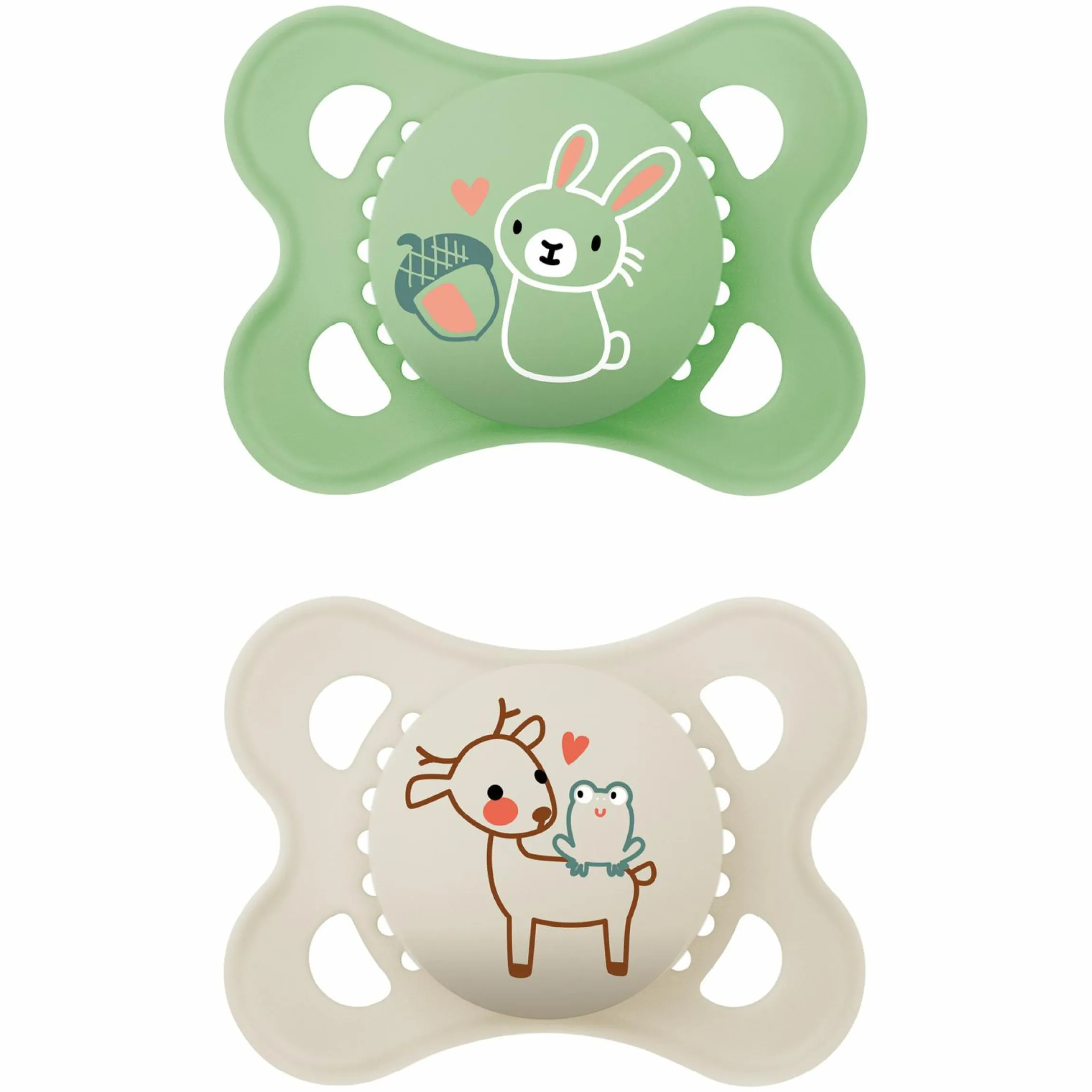 Schnuller 2er Pack Original - Naturkautschuk 0-6 M - Hase & Reh