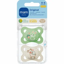 Schnuller 2er Pack Original - Naturkautschuk 0-6 M - Hase & Reh