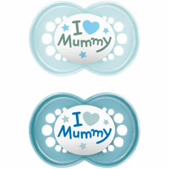 Schnuller 2er Pack Original - Silikon 6-16 M - I Love Mummy - Blau