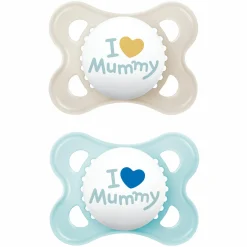 Schnuller 2er Pack Original - Silikon 0-6 M - I Love Mummy - Blau