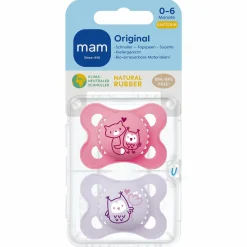 Schnuller 2er Pack Original - Naturkautschuk 0-6 M - Fuchs & Eule