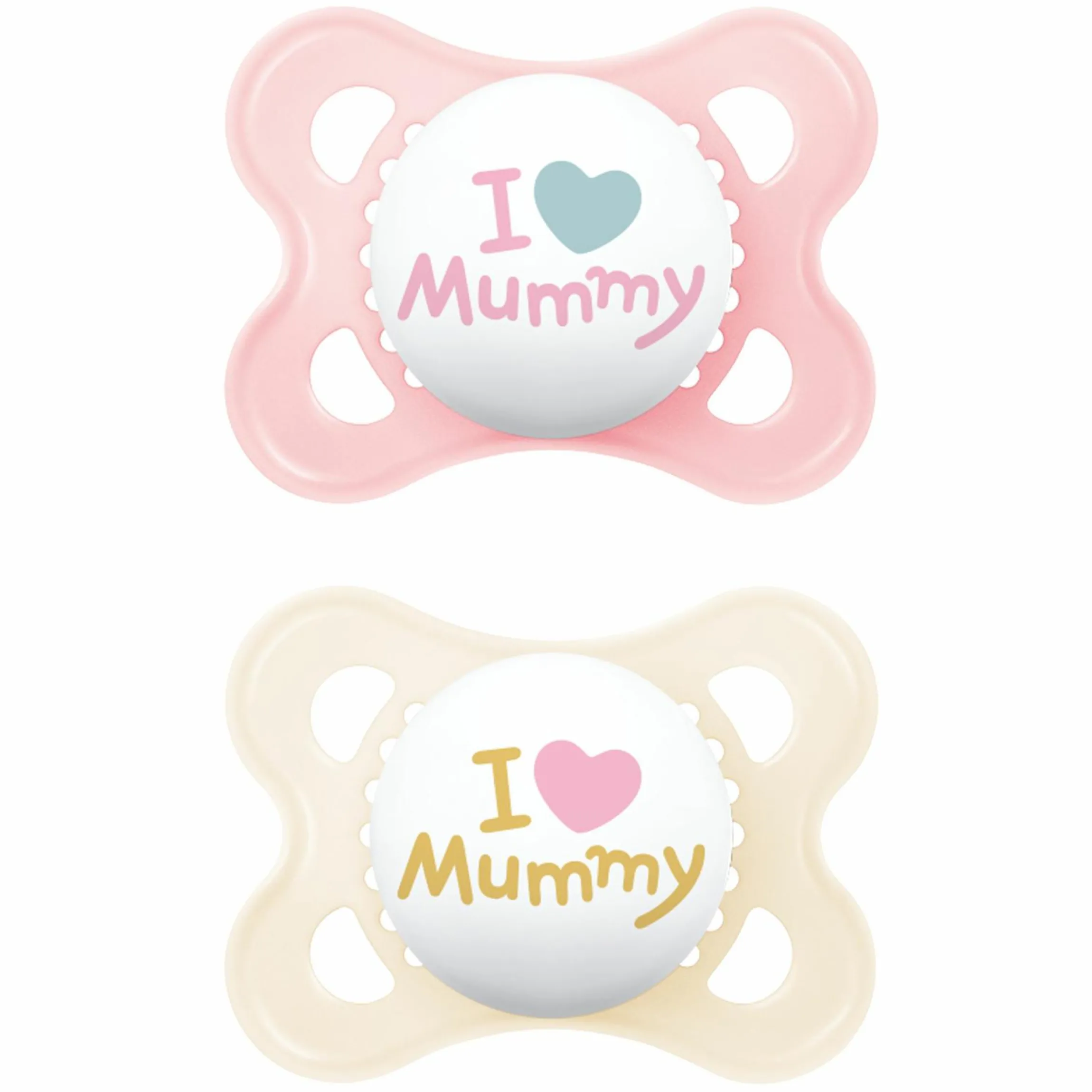 Schnuller 2er Pack Original - Silikon 0-6 M - I Love Mummy - Rosa