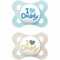 Schnuller 2er Pack Original - Silikon 0-6 M - I Love Daddy - Blau
