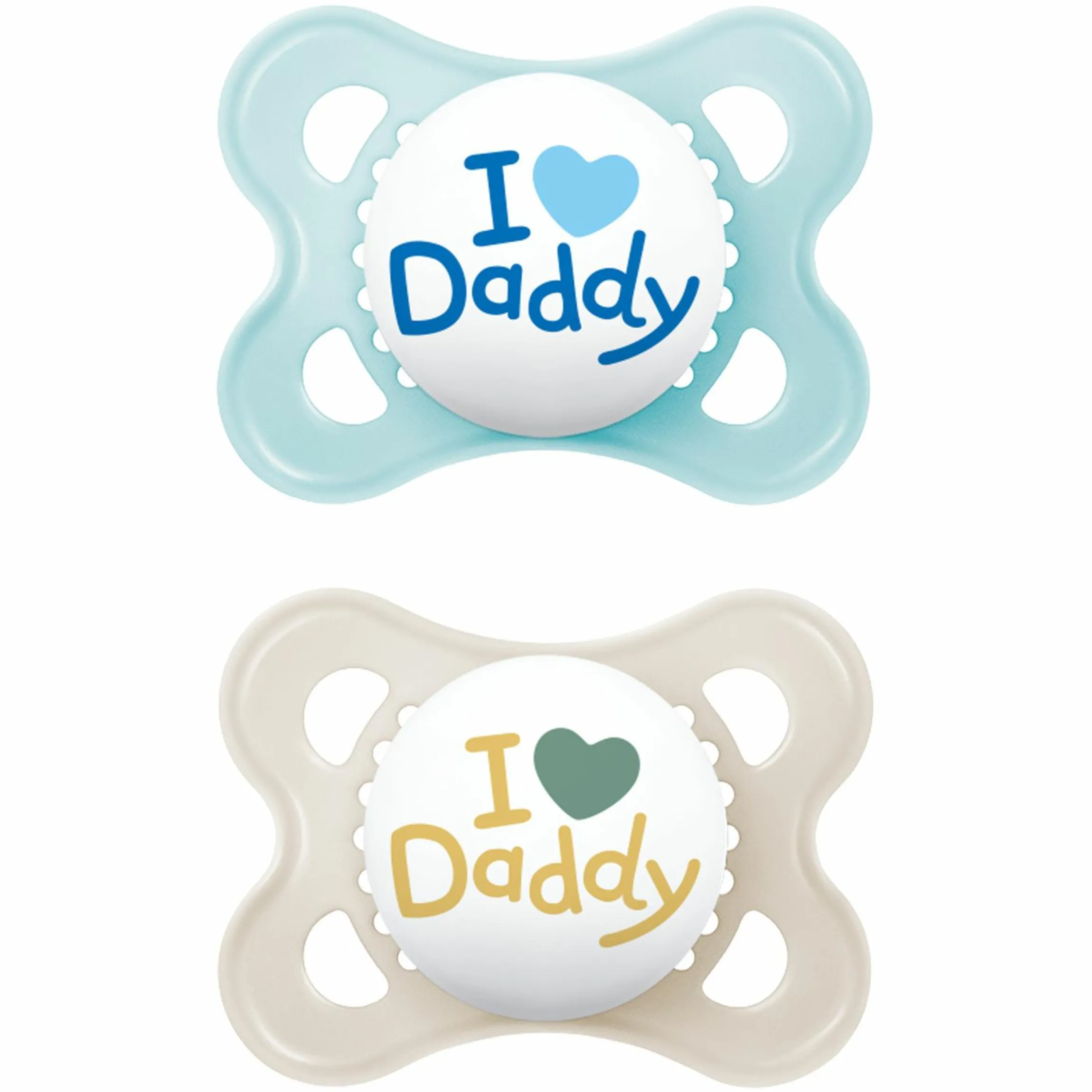 Schnuller 2er Pack Original - Silikon 0-6 M - I Love Daddy - Blau