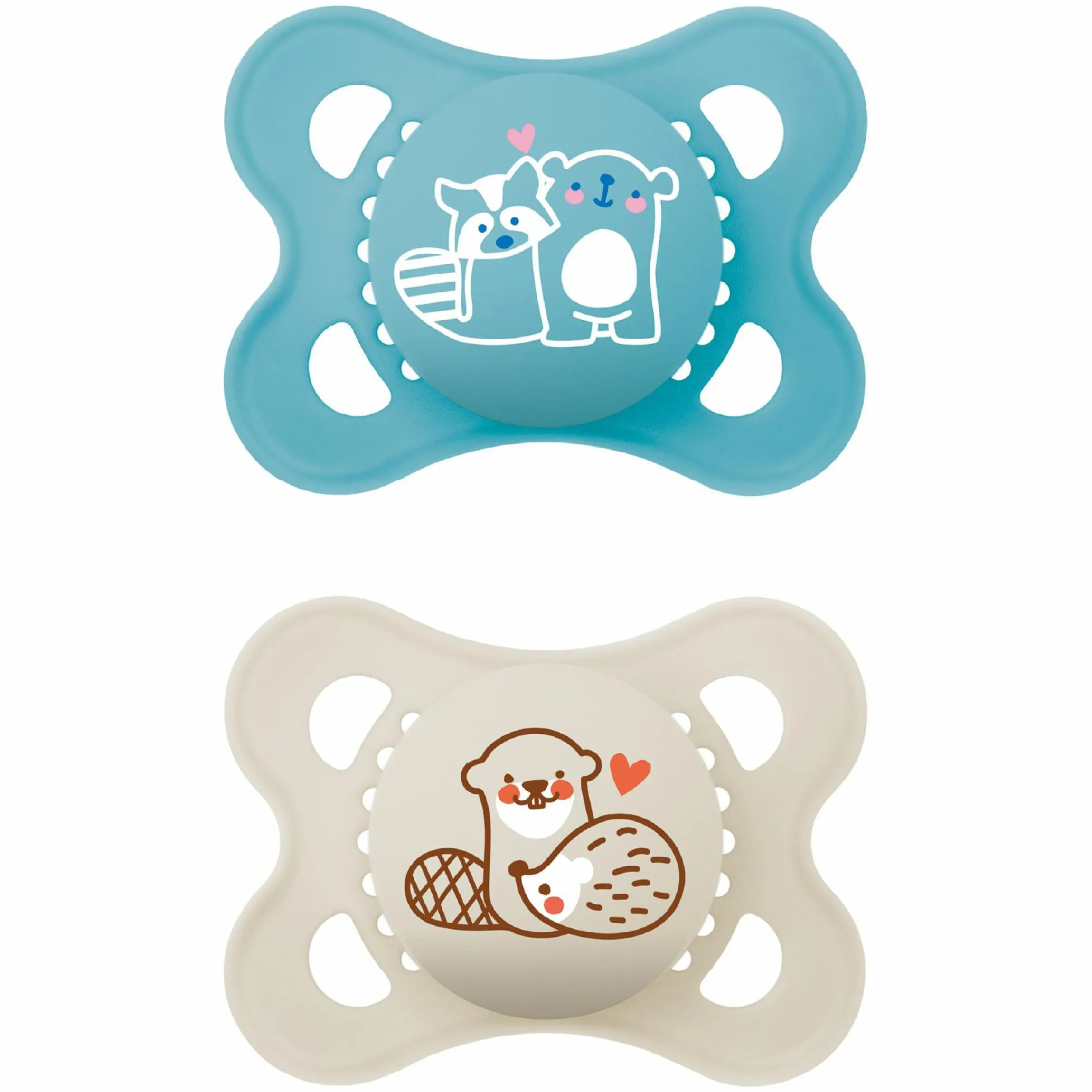 Schnuller 2er Pack Original - Naturkautschuk 0-6 M - Bär & Otter