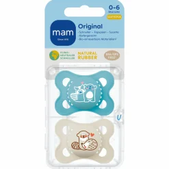 Schnuller 2er Pack Original - Naturkautschuk 0-6 M - Bär & Otter