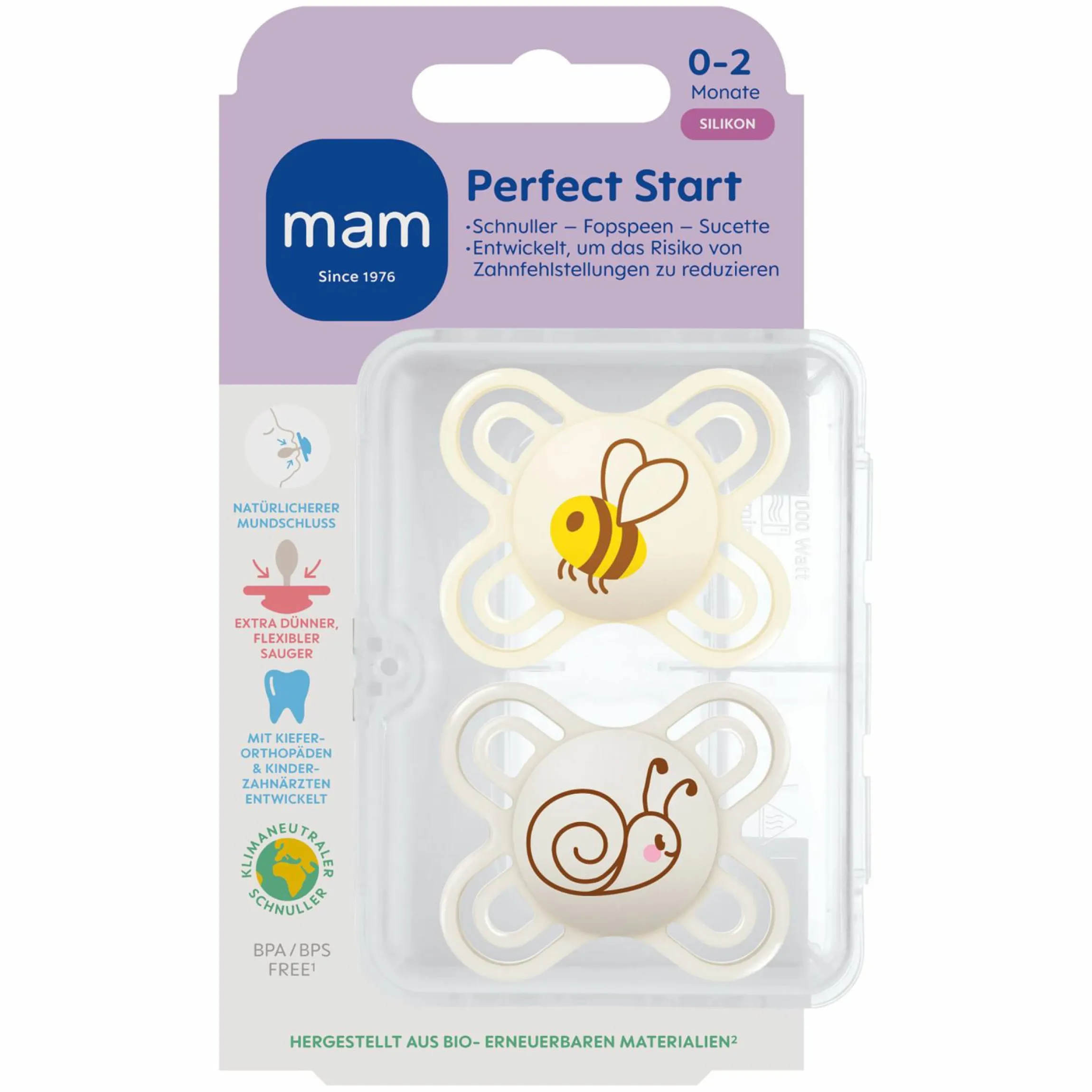 Schnuller 2er Pack Perfect Start - Silikon - 0-2 M - Beige