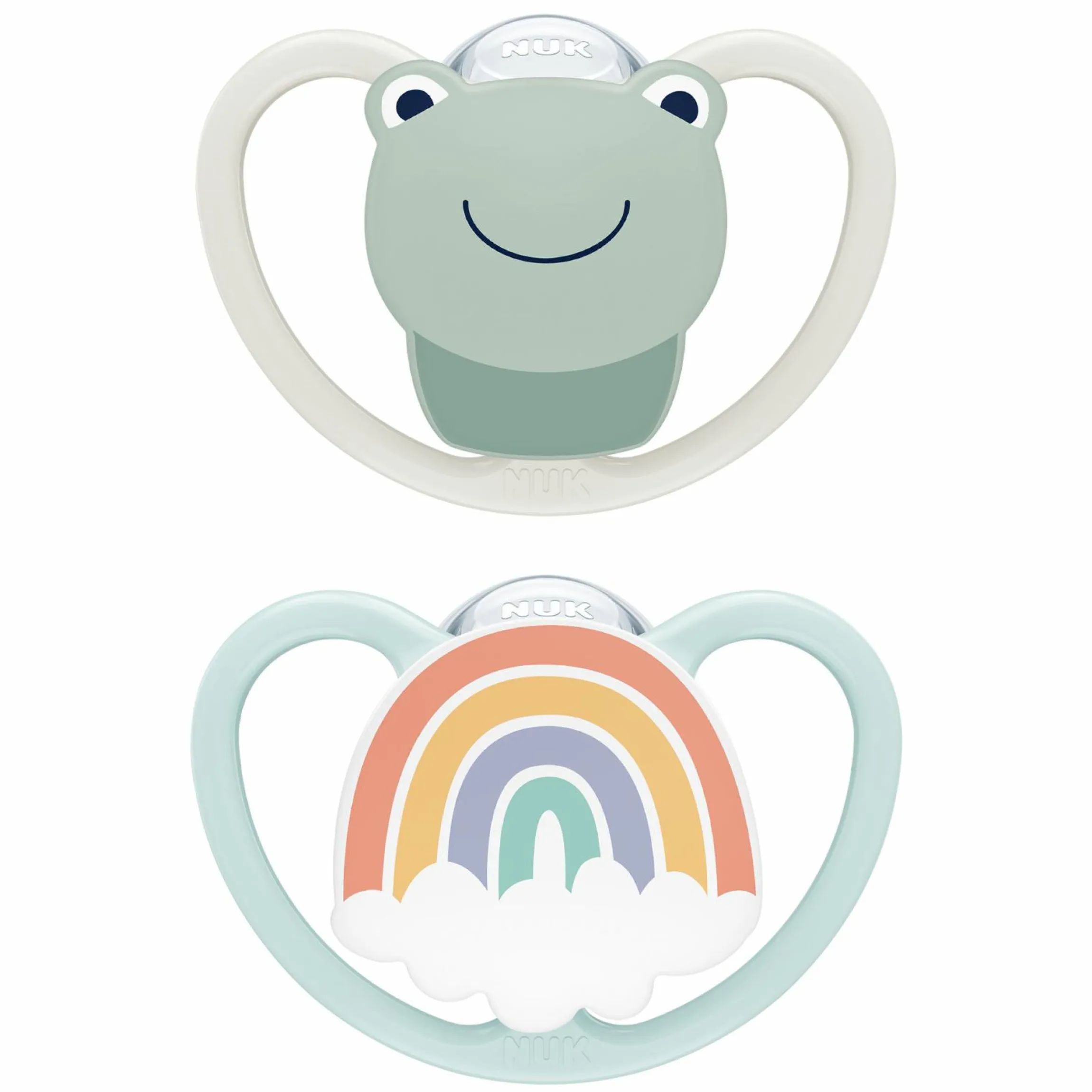 Schnuller 2er Pack Space - Silikon 0-6 M - Frosch / Regenbogen