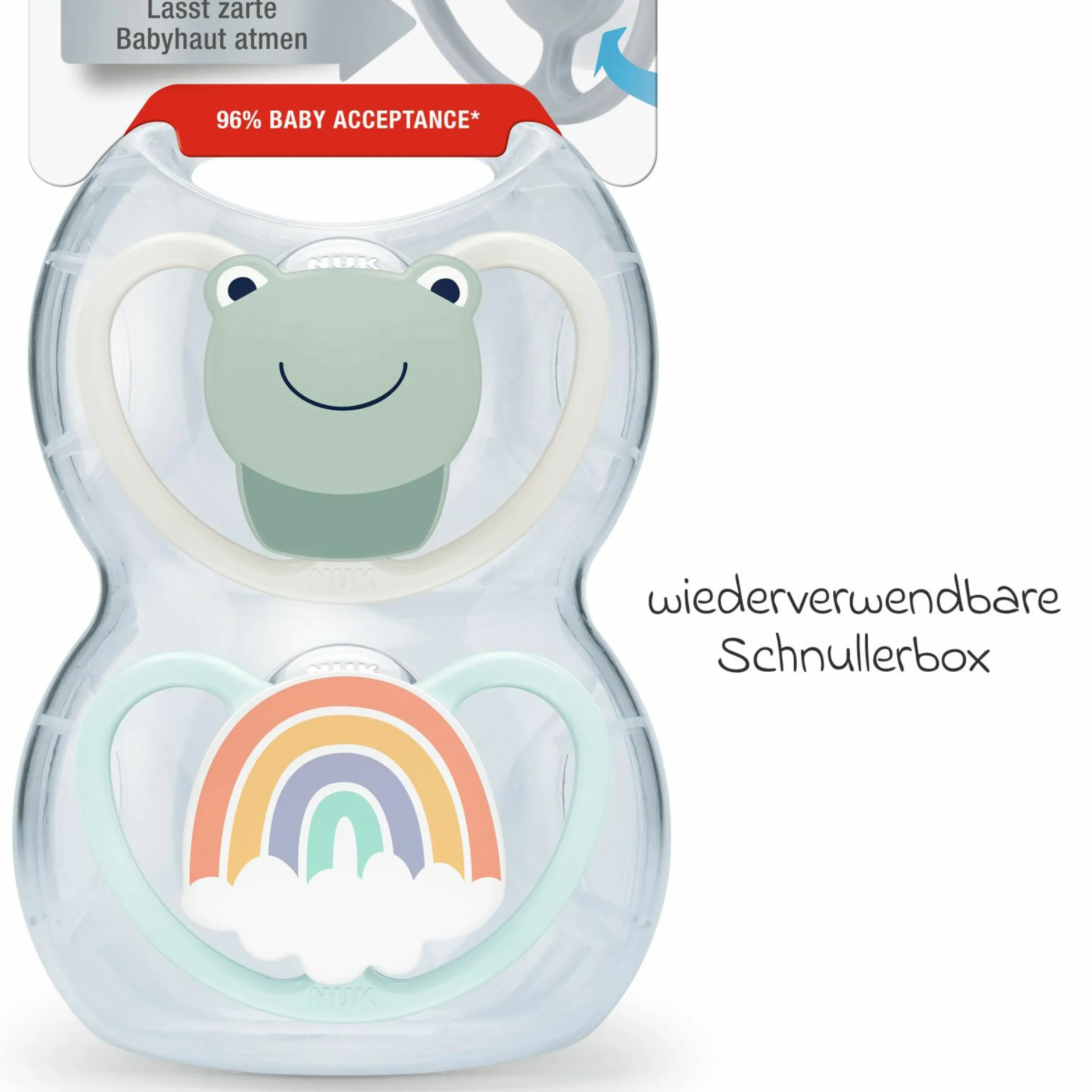 Schnuller 2er Pack Space - Silikon 0-6 M - Frosch / Regenbogen