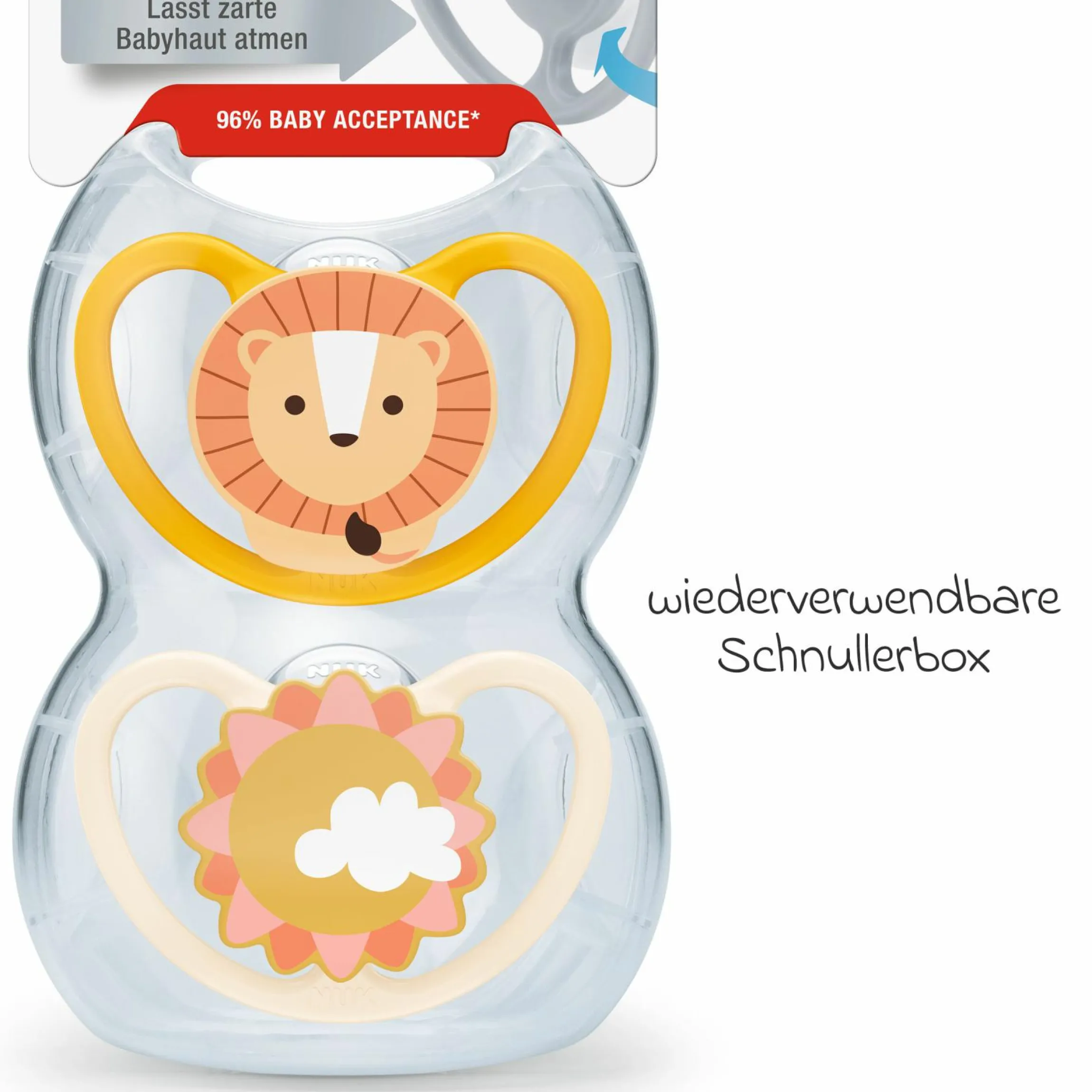 Schnuller 2er Pack Space - Silikon 6-18 M - Löwe / Sonne