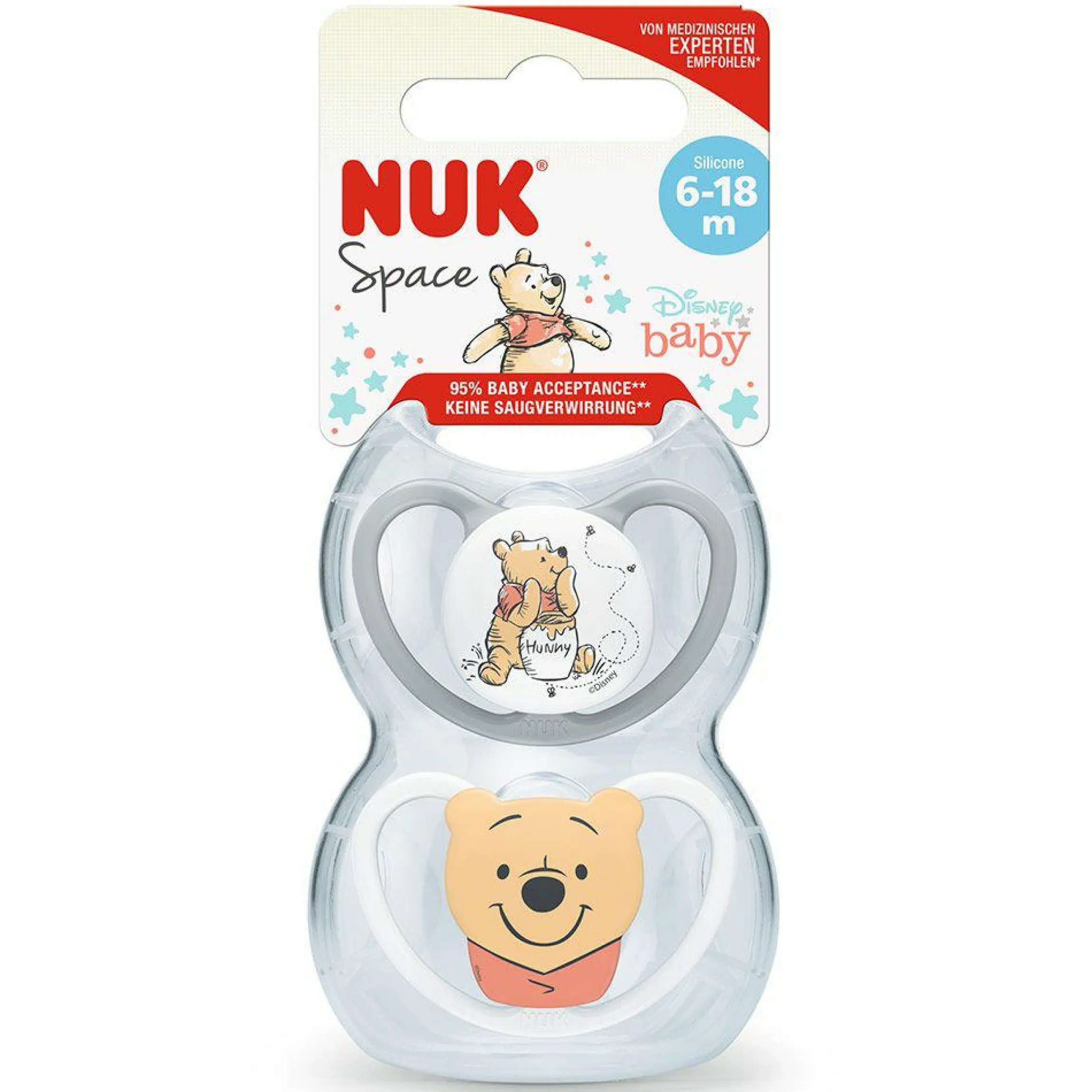 Schnuller 2er Pack Space - Silikon 6-18 M - Disney Winnie Pooh