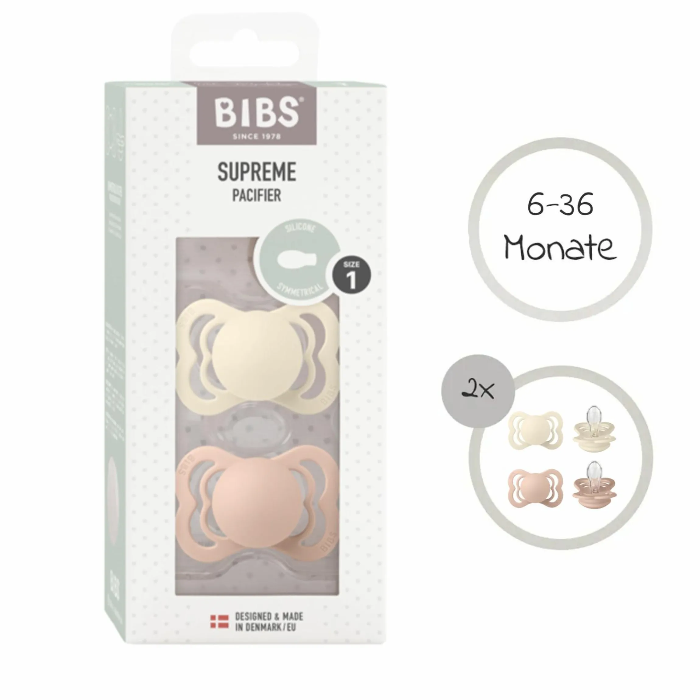 Schnuller 2er Pack Supreme - Silikon - Ivory / Blush - Gr. 6-36 M