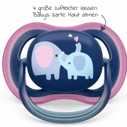 Schnuller 2er Pack Ultra Air ab 18 M - Elefanten / Love