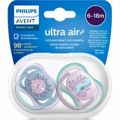 Schnuller 2er Pack Ultra Air 6-18 M - Kugelfisch / Seepferdchen