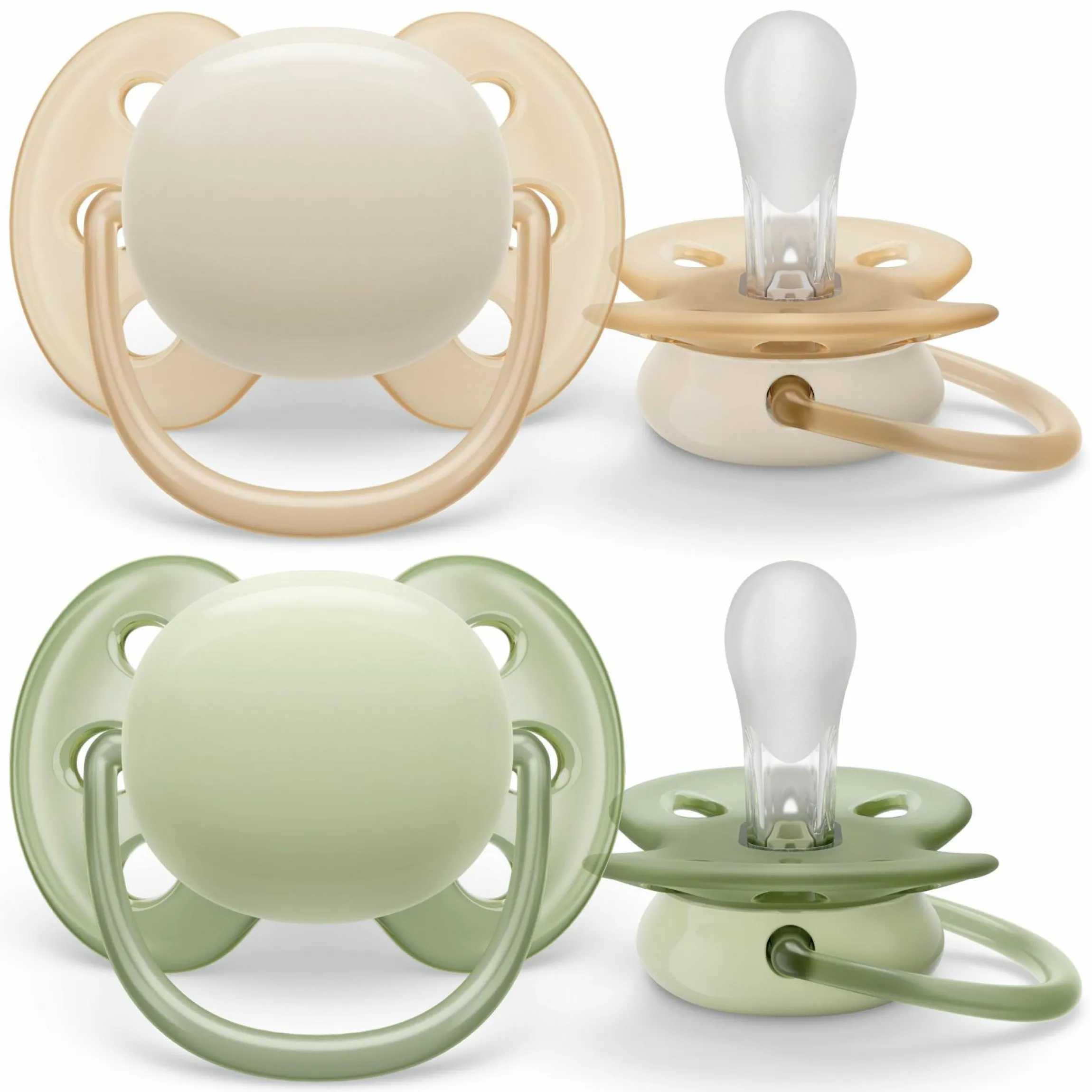 Schnuller 2er Pack Ultra Soft 0-6 M - Beige / Grün