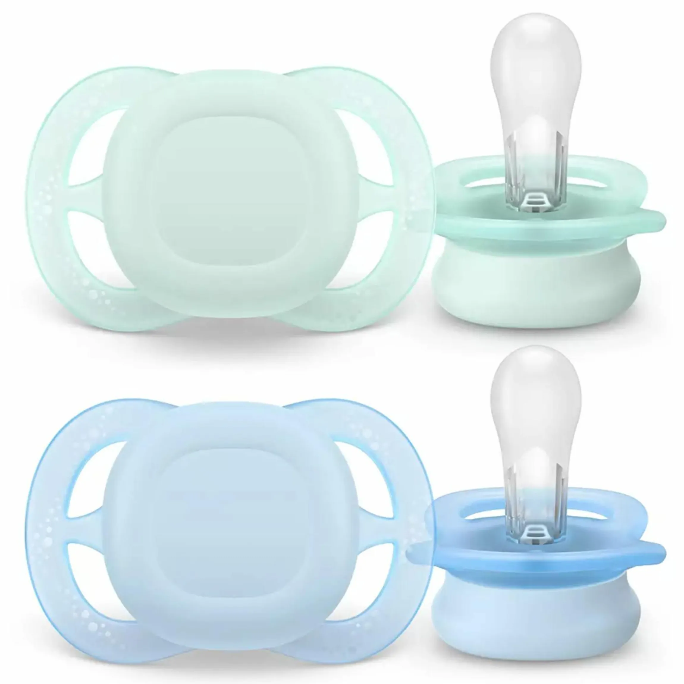 Schnuller 2er Pack Ultra Start - Silikon Newborn 0-2 M - Grün & Blau