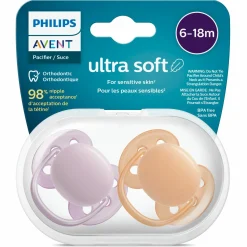 Schnuller 2er Pack Ultra Soft 6-18 M - Orange / Lila