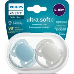 Schnuller 2er Pack Ultra Soft 6-18 M - Blau / Grau