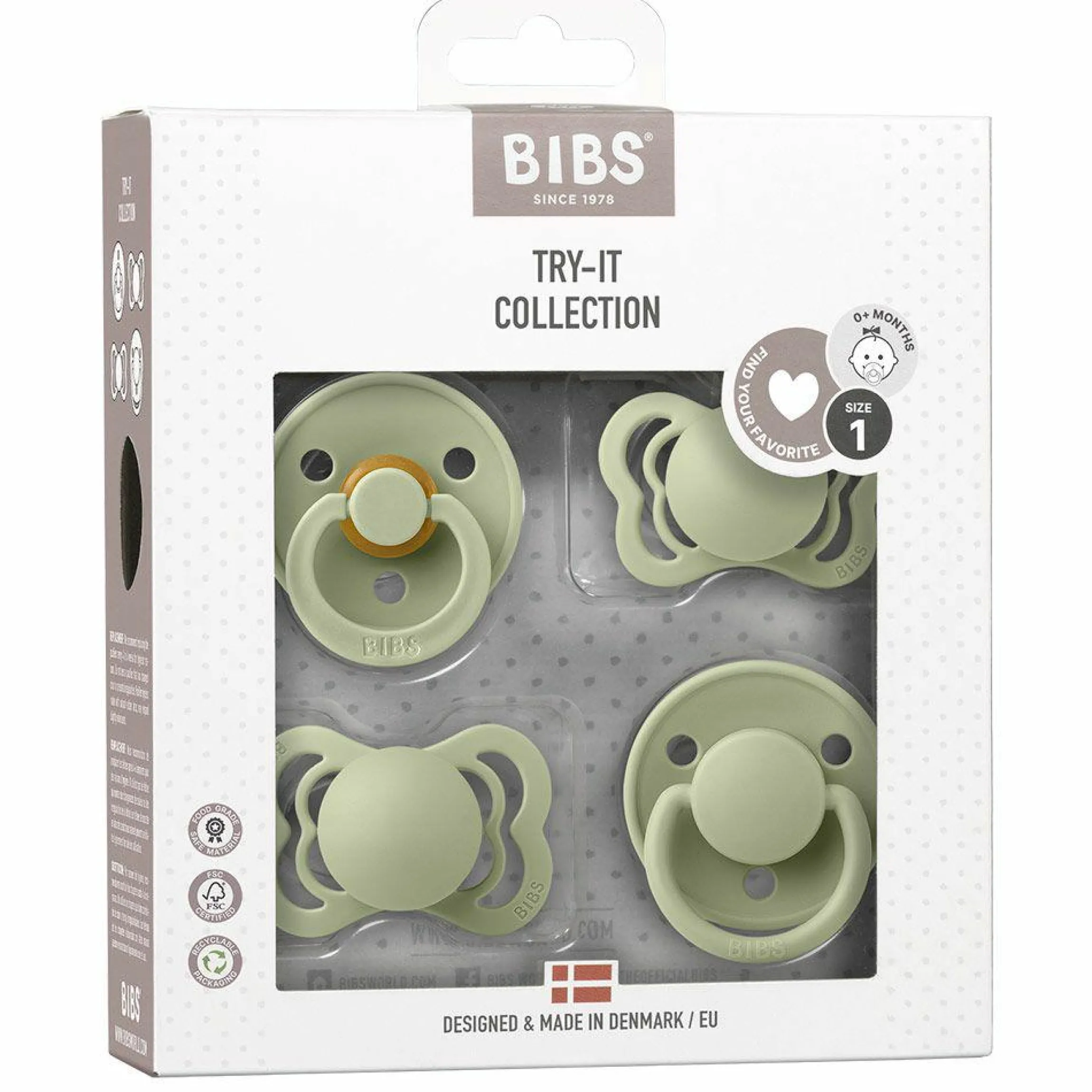 Schnuller Probierset - Try-it Collection 4er Pack - Sage - Gr. 0-6 M