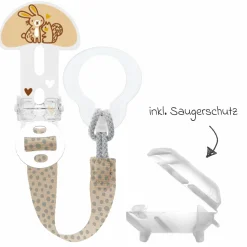 Schnullerband Clip it! mit Cover - Hase