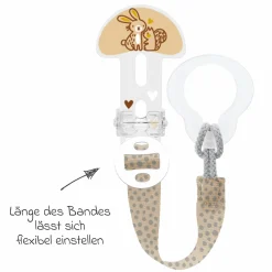 Schnullerband Clip it! mit Cover - Hase