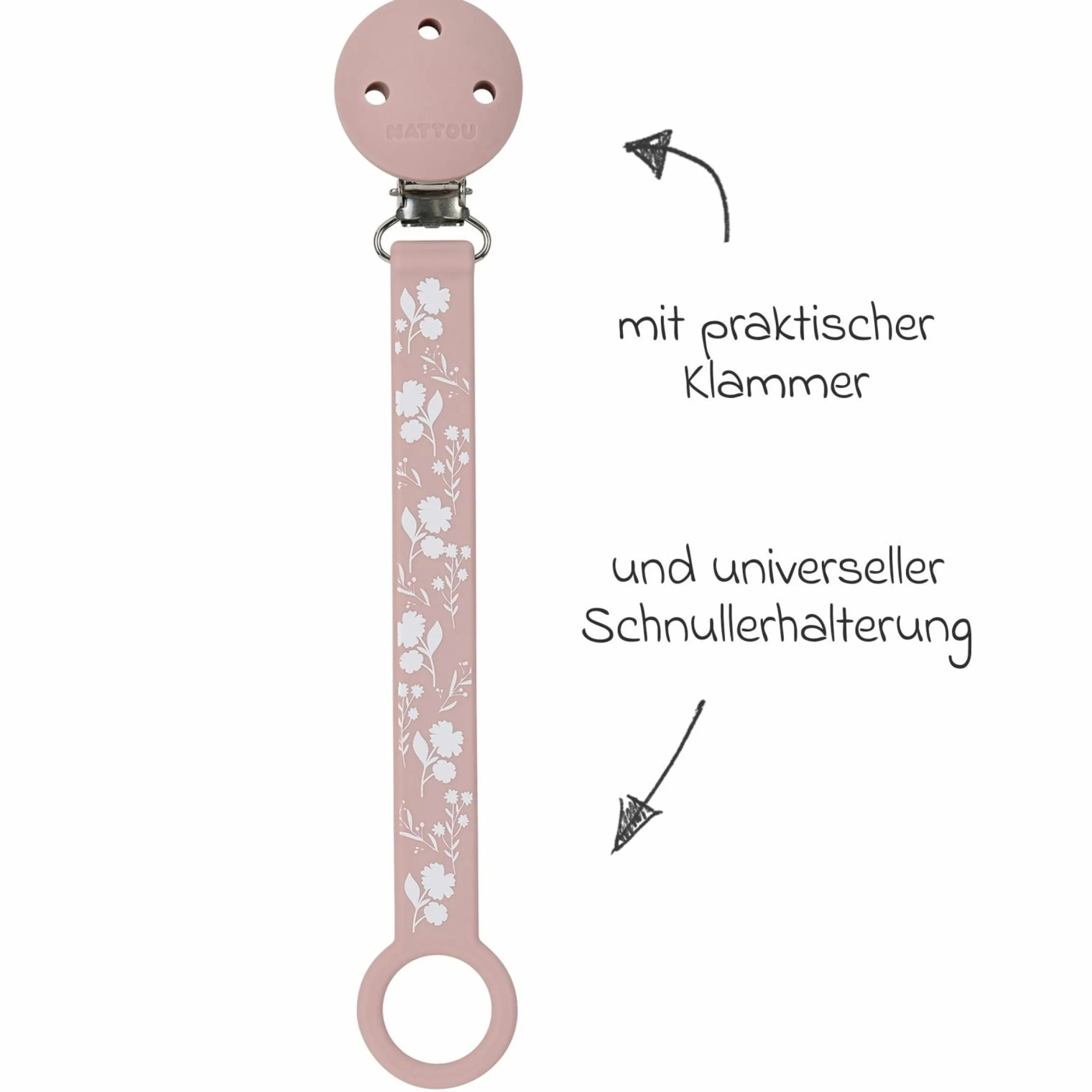 Schnullerband Silikon - Blume - Pink