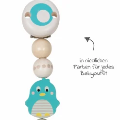 Schnullerkette - Pinguin - Türkis