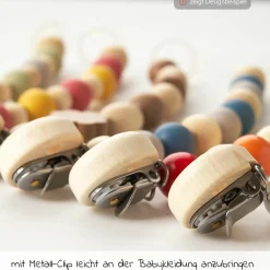 Schnullerkette mit Kautschuk- und Holzperlen - Grau Mint