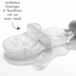 Schnullerkette mit Silikon-Perlen & Gummiring inkl. Clip - 2er Set - Grau Beere