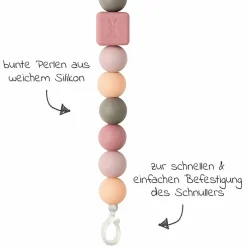 Schnullerkette mit Silikonperlen - Peach