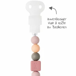 Schnullerkette mit Silikonperlen - Peach