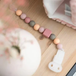 Schnullerkette mit Silikonperlen - Peach