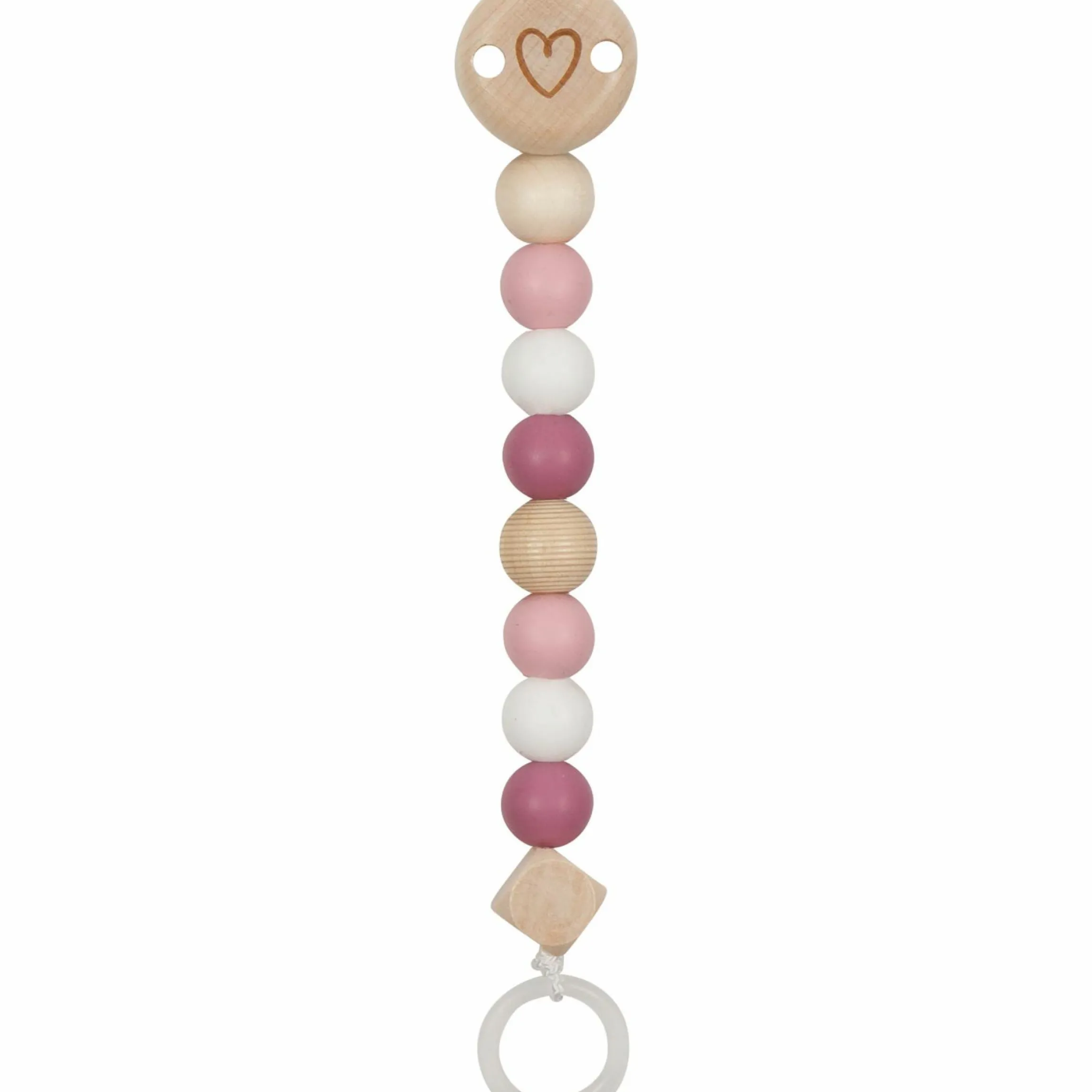 Schnullerkette mit Silikonperlen - Herzchen - Rosa