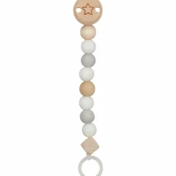 Schnullerkette mit Silikonperlen - Sternchen - Grau