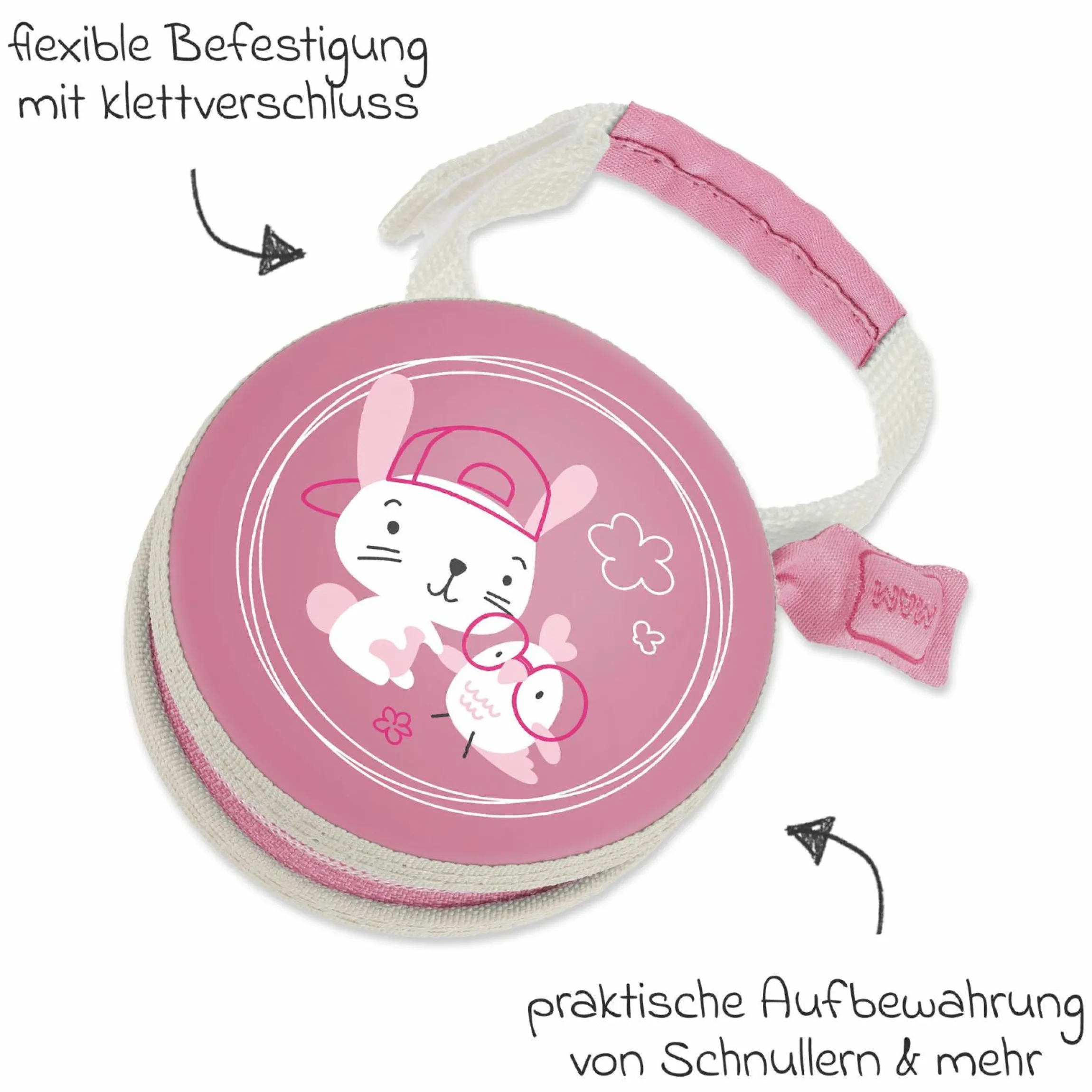 Schnullertasche - Hase - Rosa