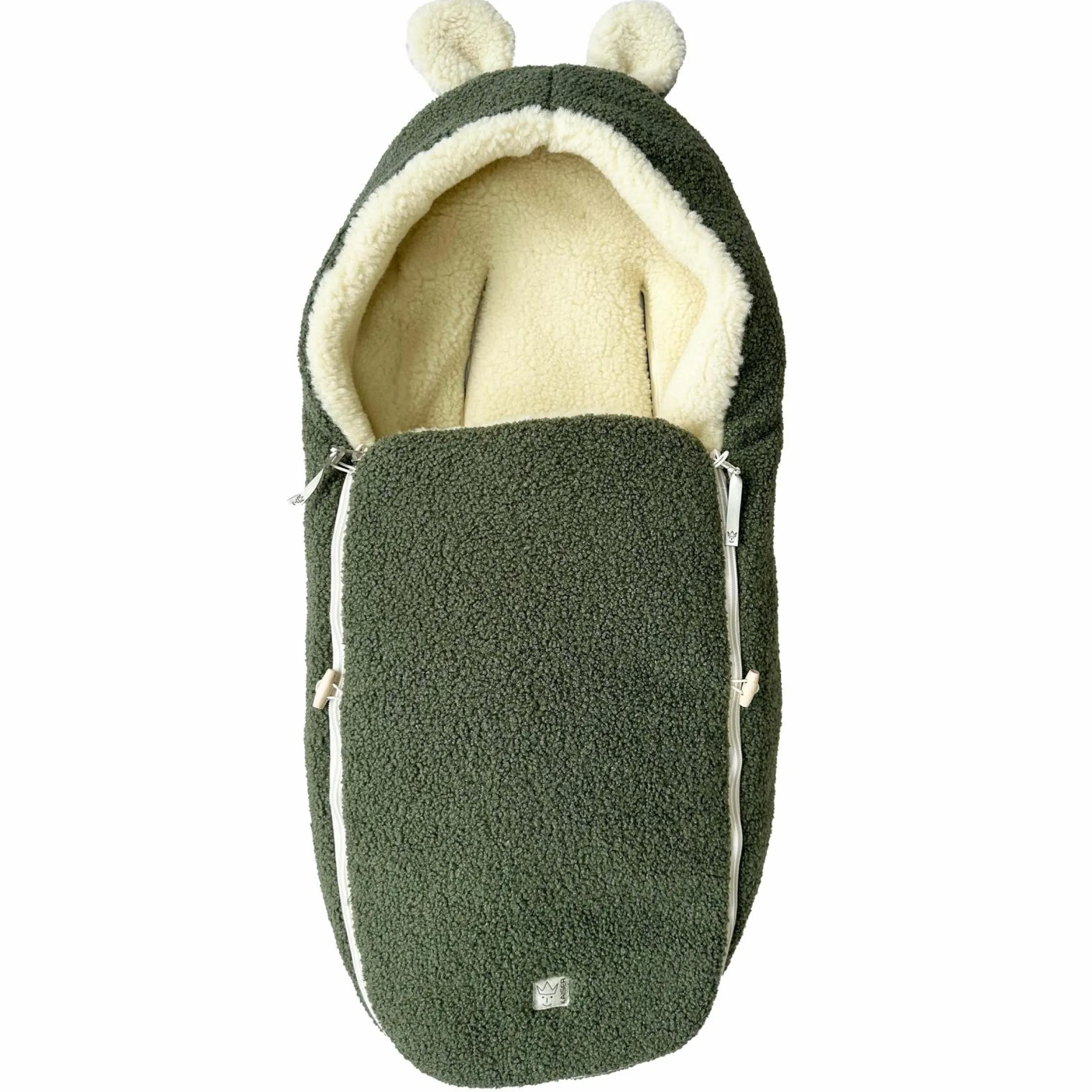 Schurwolle-Fußsack Hukky für Babyschalen & Babywannen - Mineral Green
