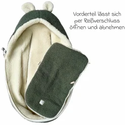 Schurwolle-Fußsack Hukky für Babyschalen & Babywannen - Mineral Green