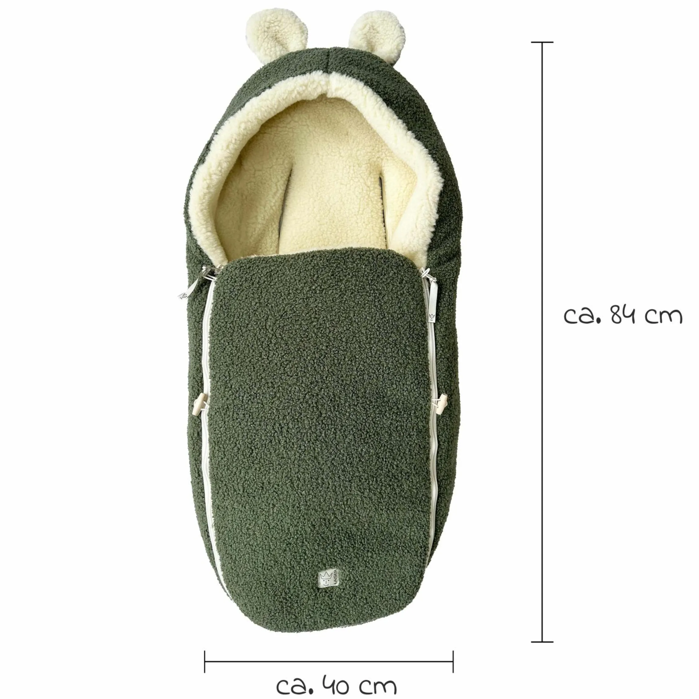 Schurwolle-Fußsack Hukky für Babyschalen & Babywannen - Mineral Green