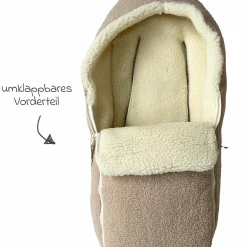 Schurwolle-Fußsack Hukky für Babyschalen & Babywannen - Warm Sand