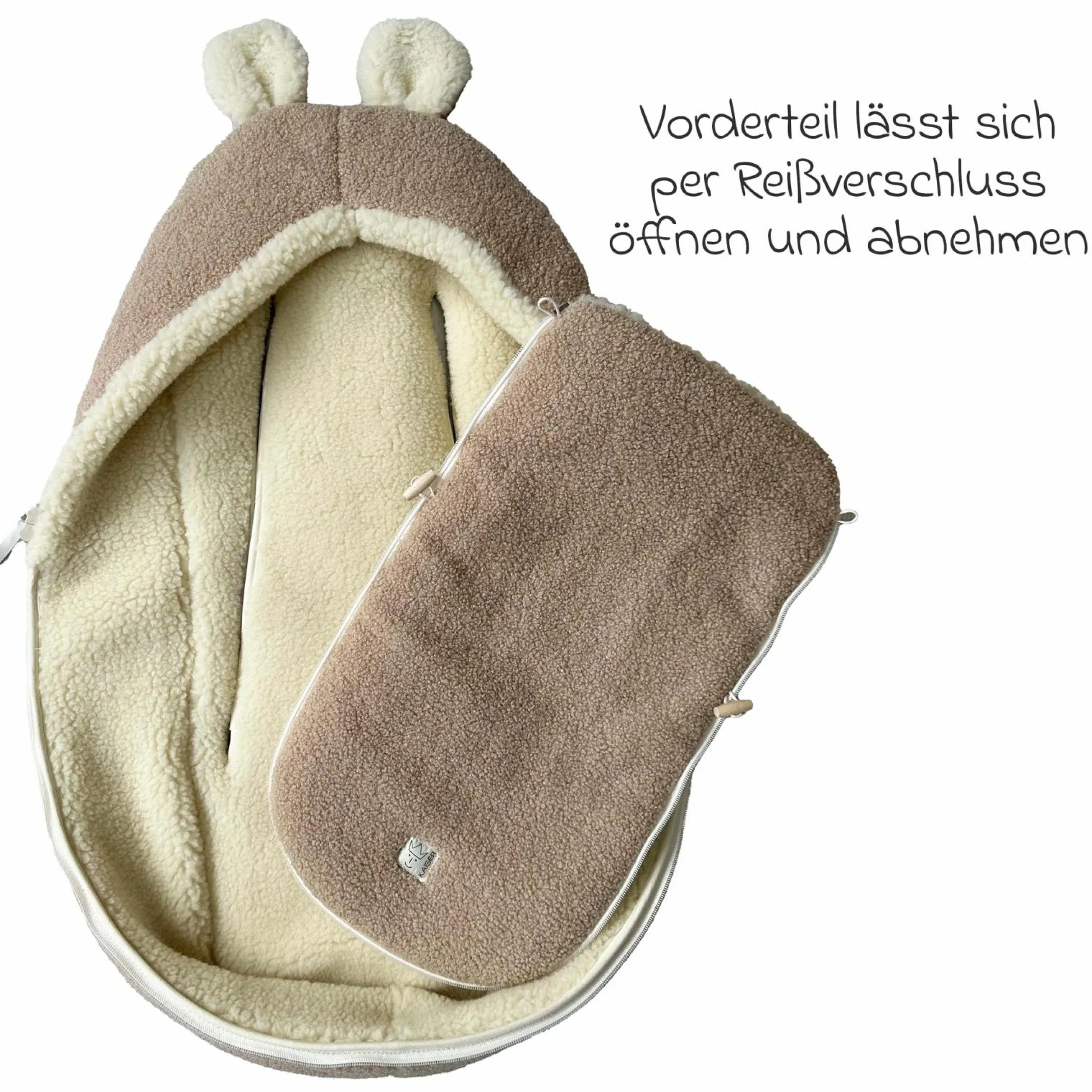 Schurwolle-Fußsack Hukky für Babyschalen & Babywannen - Warm Sand