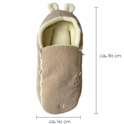 Schurwolle-Fußsack Hukky für Babyschalen & Babywannen - Warm Sand