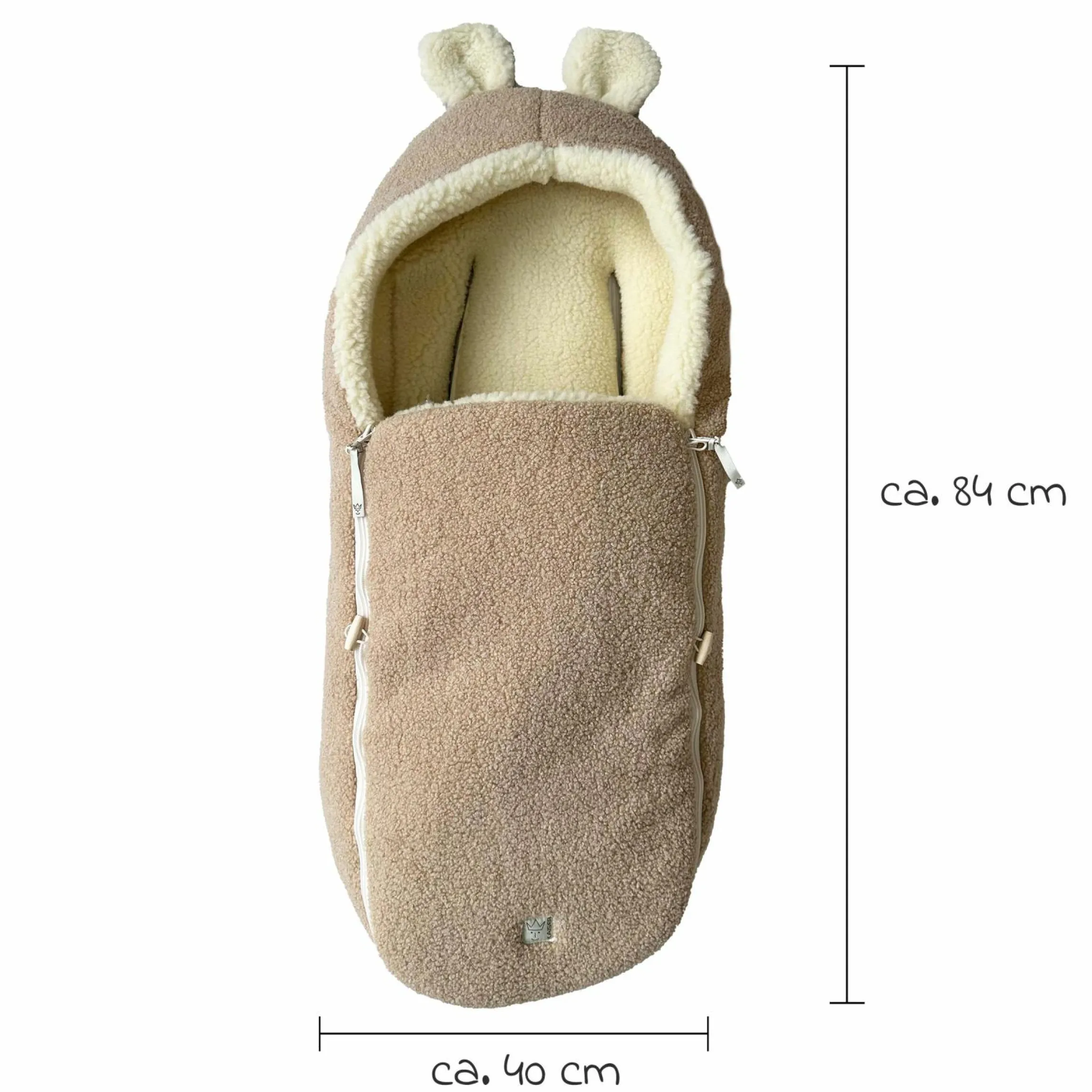Schurwolle-Fußsack Hukky für Babyschalen & Babywannen - Warm Sand