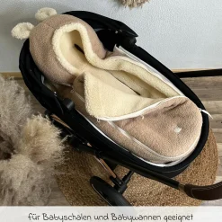 Schurwolle-Fußsack Hukky für Babyschalen & Babywannen - Warm Sand