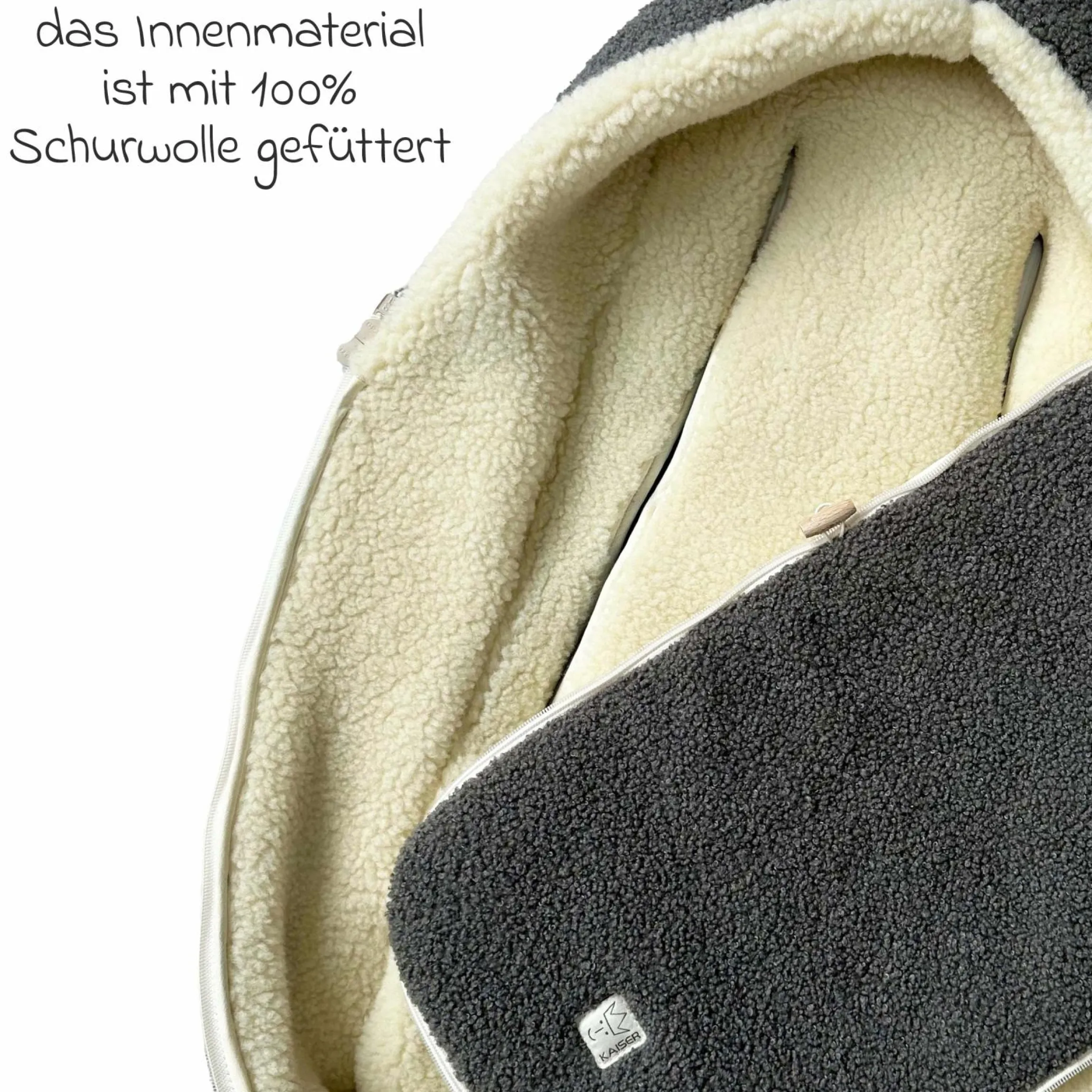 Schurwolle-Fußsack Hukky für Babyschalen & Babywannen - Grey