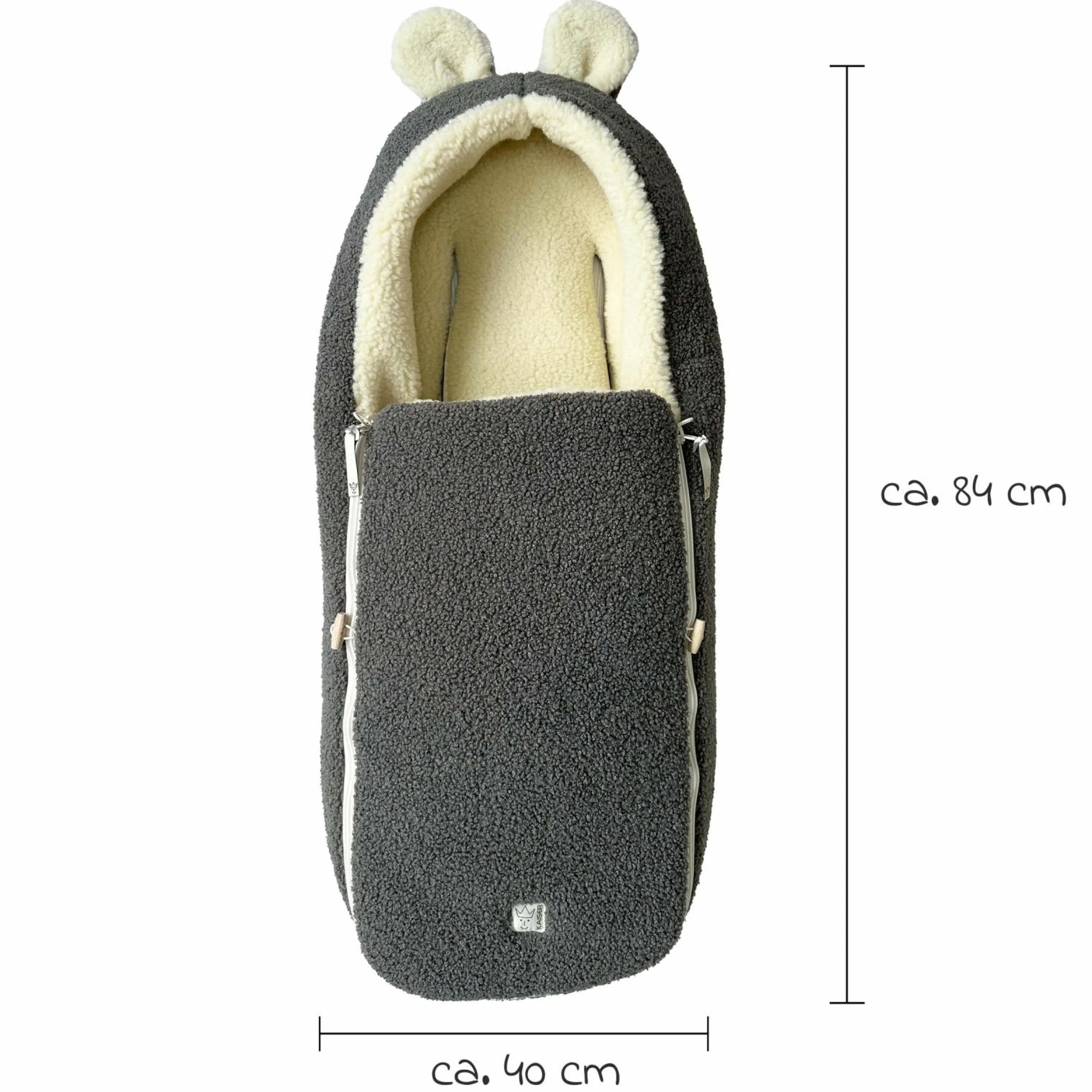 Schurwolle-Fußsack Hukky für Babyschalen & Babywannen - Grey