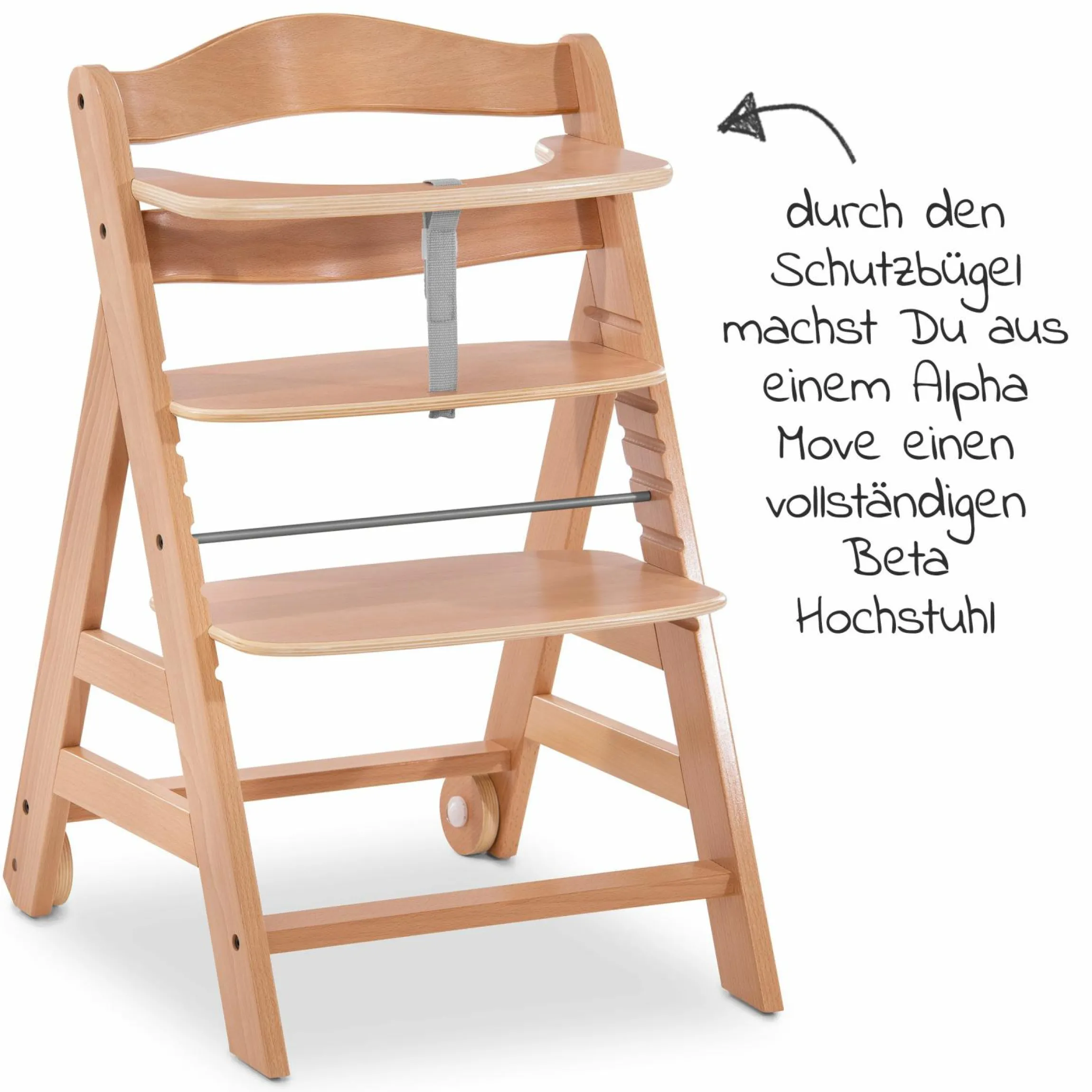 Schutzbügel aus Holz für Alpha Plus Move Hochstuhl - Natur